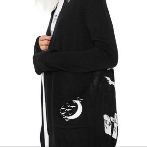 Rare Too Fast Goth Moon Skeleton Hand Cardigan